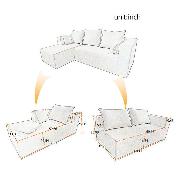 Modular Corner Sofa With Soft Linen Fabric