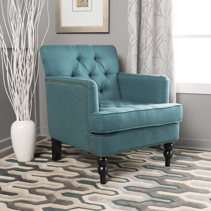 Harrison - Tufted Club Chair With Plush Cushion And Studded Trim - Dark Teal
