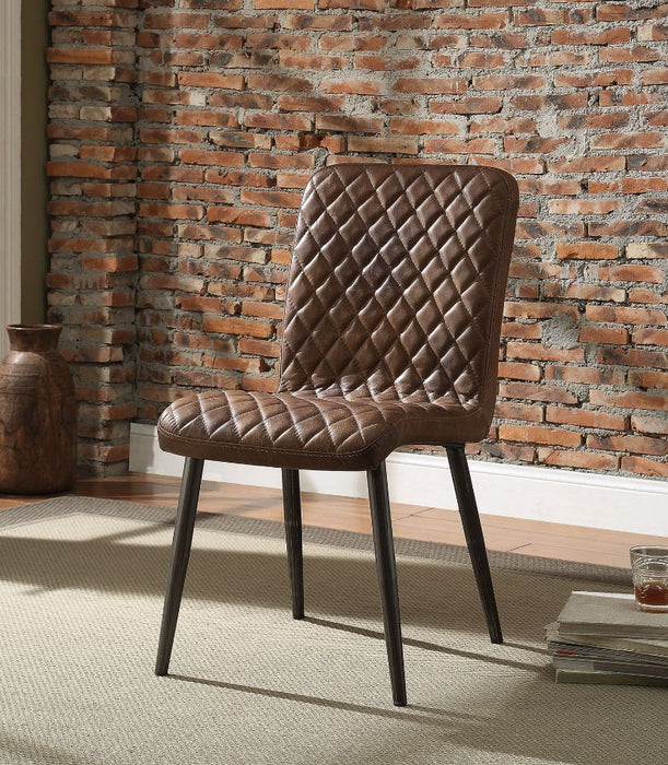 Millerton - Side Chair Set of 2) - Vintage Chocolate Top Grain Leather & Antique Black
