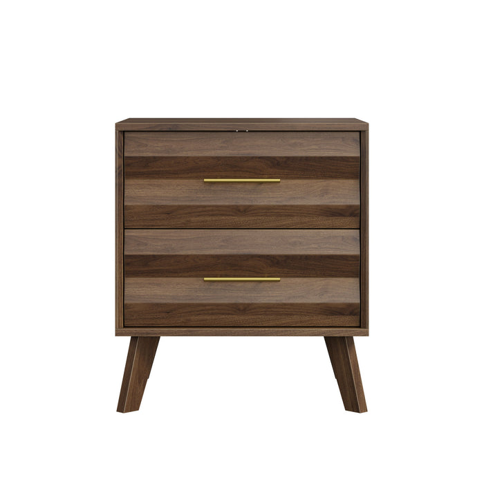 Medieval Double Drawer Bedside Table