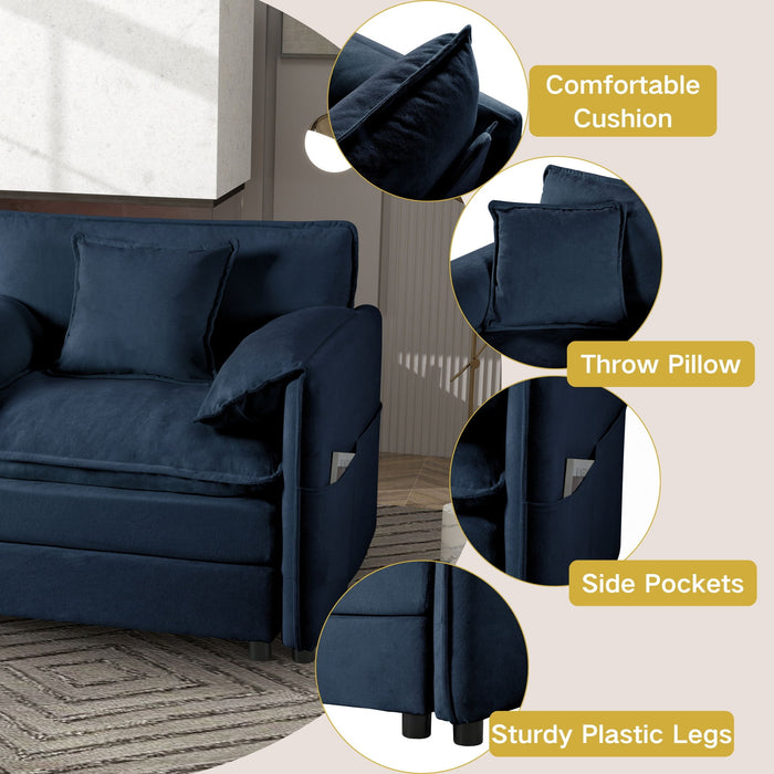 Modern Upholstered Chenille Loveseat And Armchair Set With Pillows