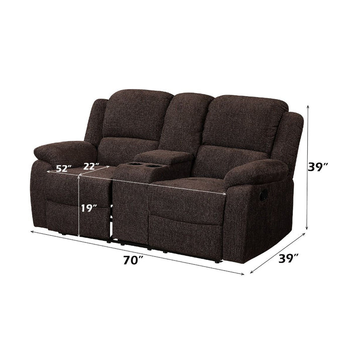Madden - Motion Loveseat With Console - Brown Chenille