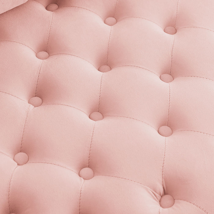 Modern Upholstered Swivel Chair With Button Tufted Design And Movable Wheels