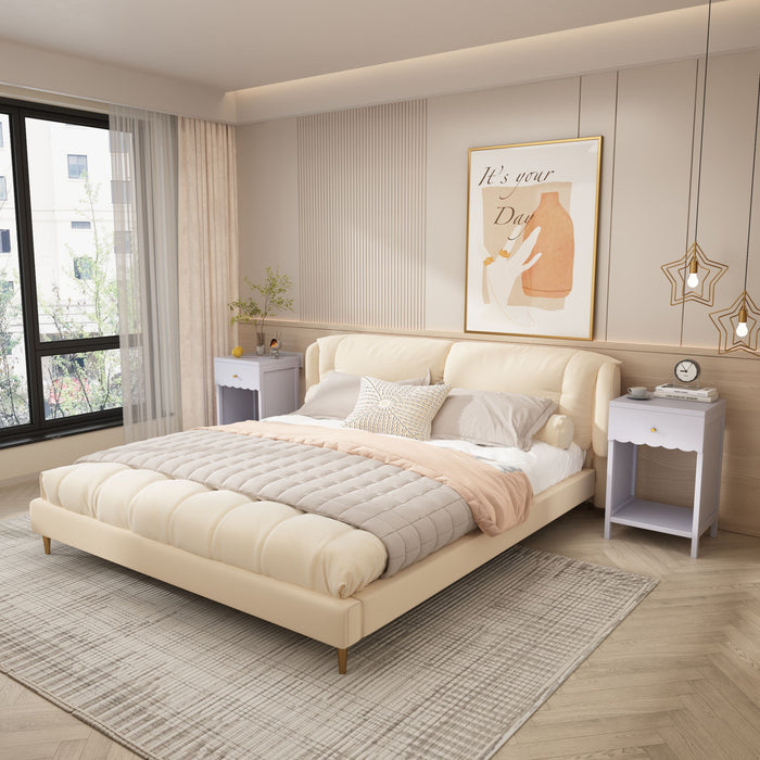 Nightstand With Drawer And Open Shelf, Scalloped Edge Bedside Table