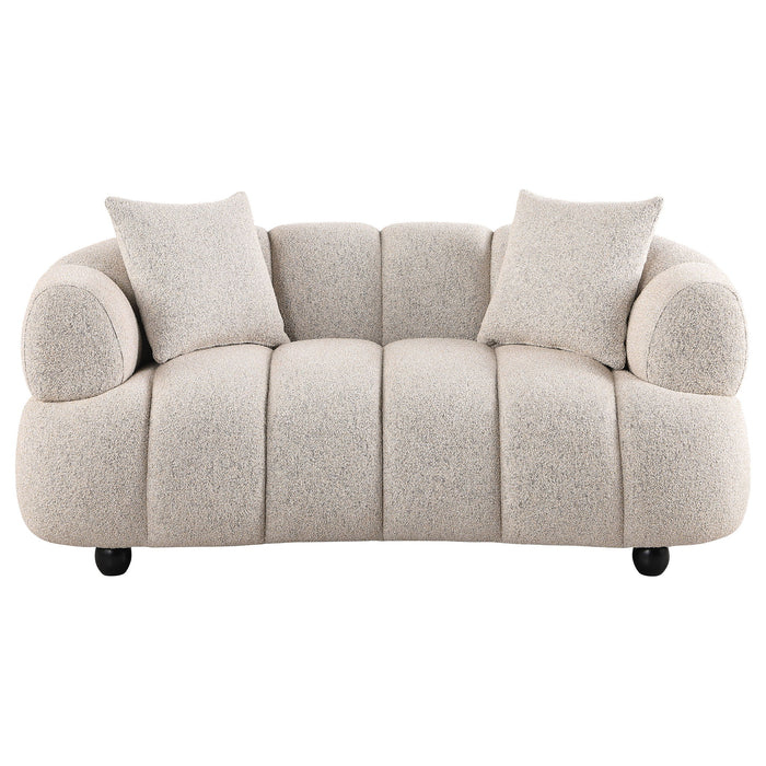 Whitney Contemporary Channel Tufted Woven Fabric Upholstered Loveseat