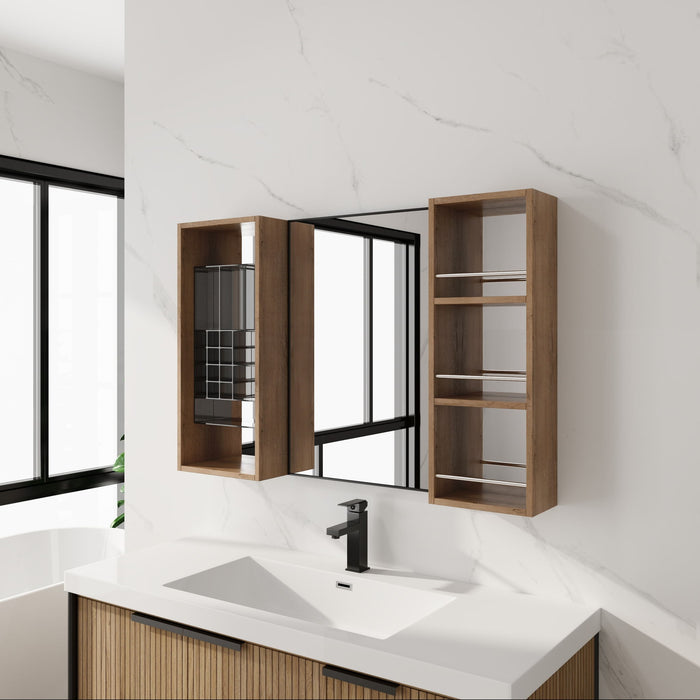 41.3" Wall Mounted Bathroom Cabinet With Storage - Imitative Oak