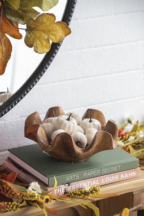 Velvety Pumpkin In Mesh Bag, Bag / 12, For Holiday Harvest Festival Fall Festival & Thanksgiving (Set of 4) - White