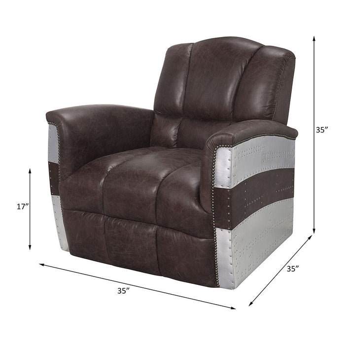 Brancaster - Accent Chair - Retro Brown Top Grain Leather & Aluminum