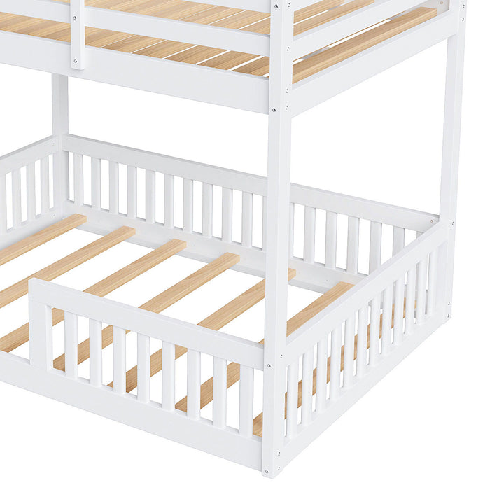 Stylish Bunk Bed With Ladder And Guardrails