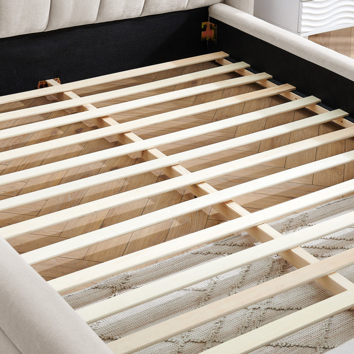 Modern Upholstered Bed Frame With Thick Chenille Fabric And Headboard