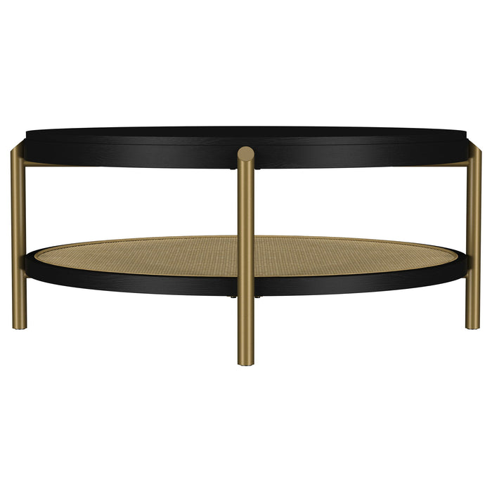 Arini Round Coffee Table With Storage Shelf Black