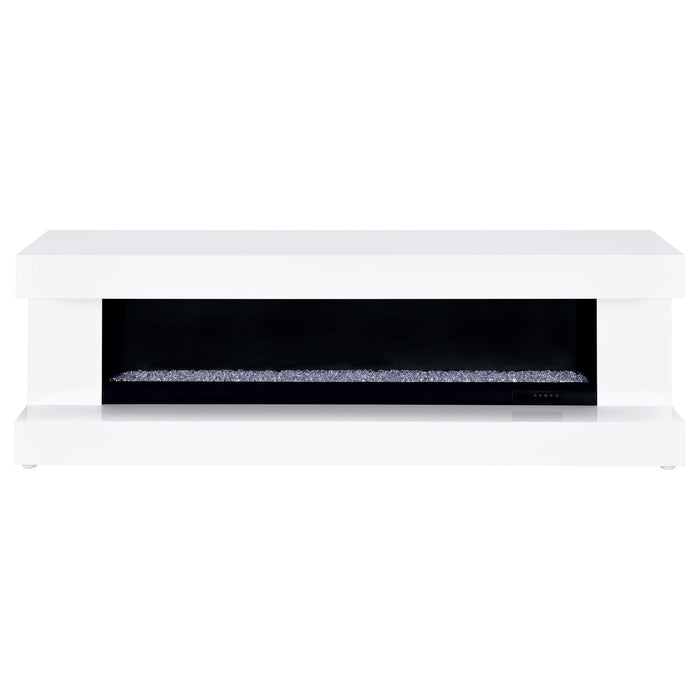 Mallory TV Stand Fireplace Console Bluetooth Speaker White High Gloss