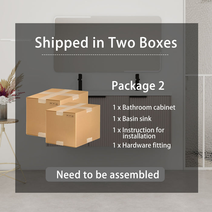 Contemporary Wall Mounted Bathroom Vanity With Resin Double Sink