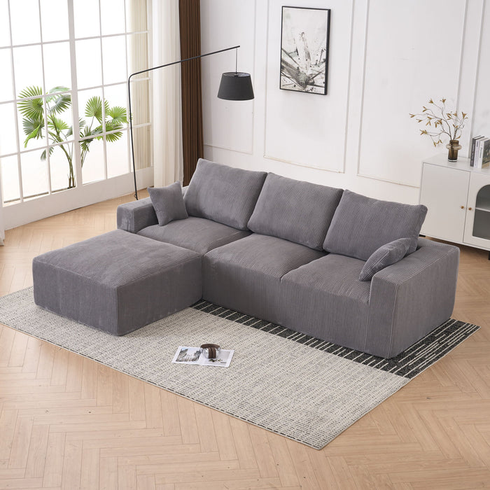 Modular Sectional Sofa With Ottoman, USB And Type C Charger, Petal Armrest Design