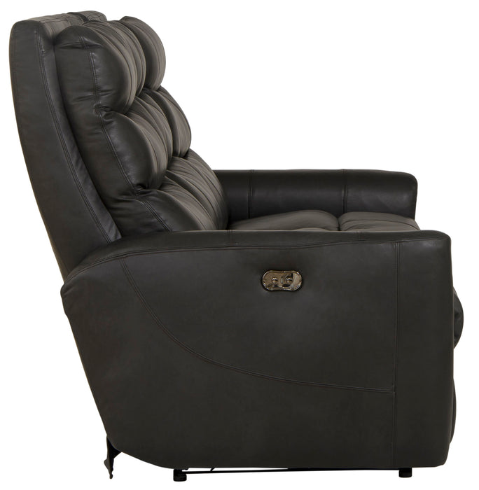 Bosa - Leather Power Reclining Sofa - Charcoal