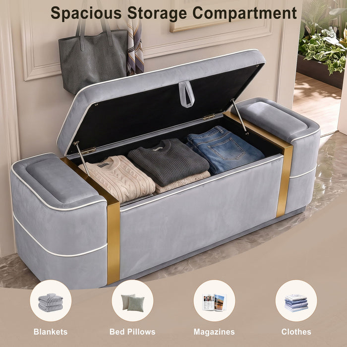 Storage Bench Upholstered Ottoman Bed End Bench With Lift Top Storage