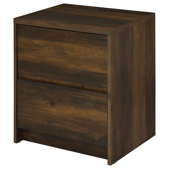 Transitional Nightstand With Dual USB Charging And Motion Sensor Light