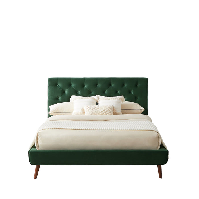 Dillon - Mid-Century Modern Velvet Platform Bed