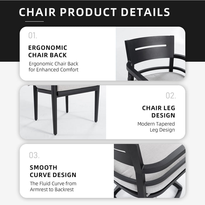 Modern Outdoor Patio Dining Set With Table And Chairs With Sunbrella Cushions