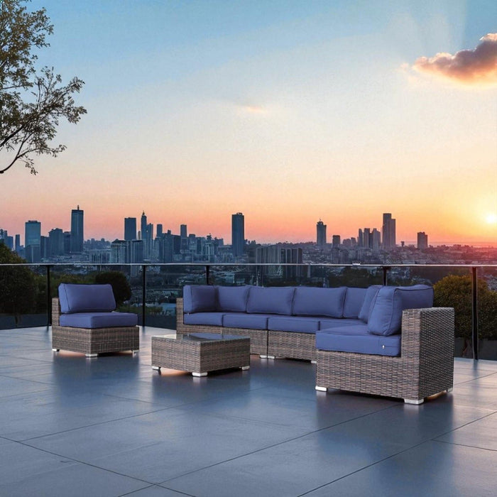 Seating Set With Cushions Handcrafted Wicker Design