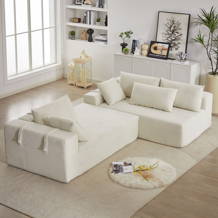 Modern Chenille Upholstered Sectional Sofa Couch Set With 6 Pillows,Free Combination