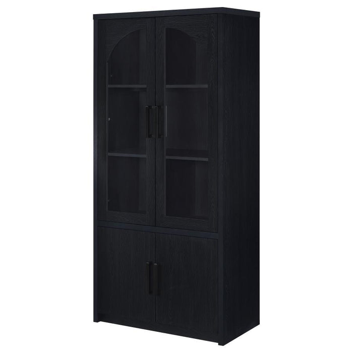Riva - 4-Door Tall Accent Display Cabinet LED Lighting - Black