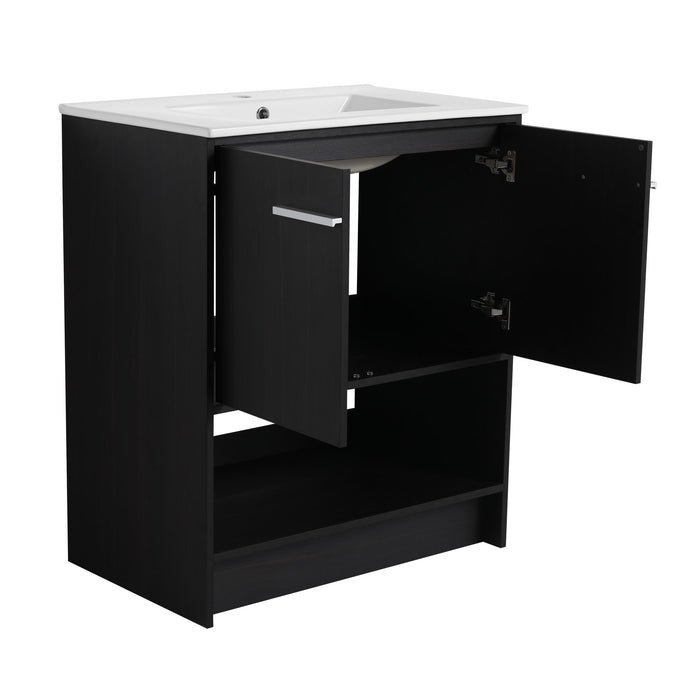 Modern Bathroom Vanity With Ceramic Sink, Freestanding Cabinet, Soft Closing Doors