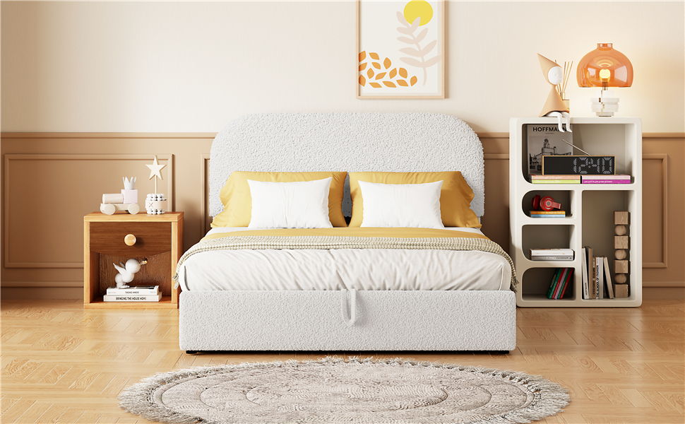 Upholstered Platform Bed With Hydraulic Storage System
