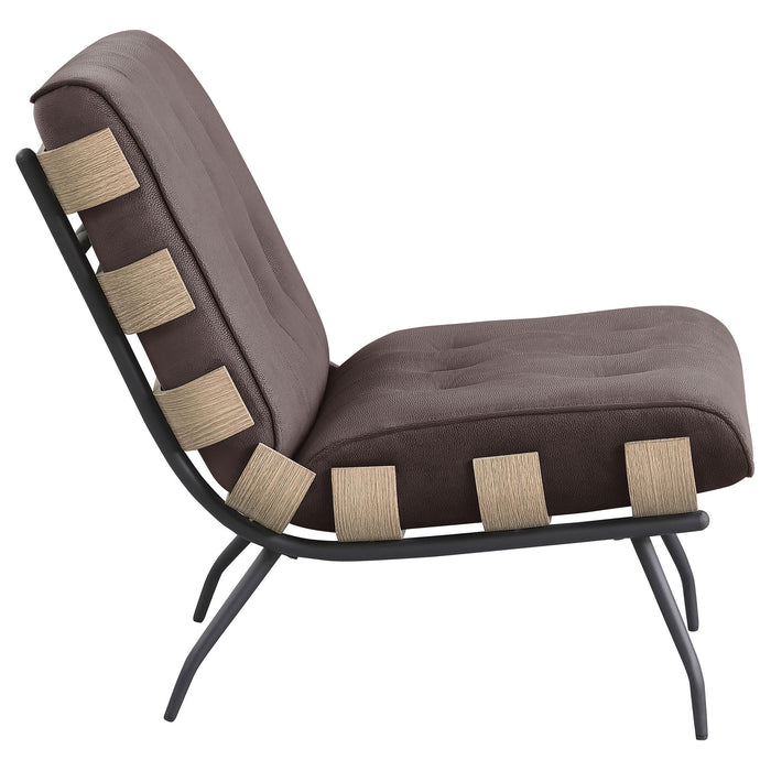 Staten - Upholstered Armless Accent Chair - Dark Brown