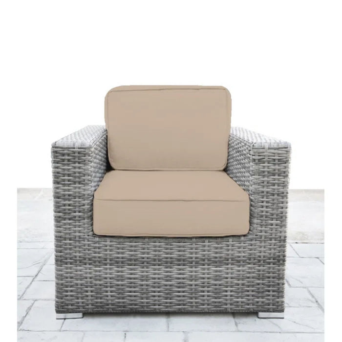 Wicker Seating Group Set With Table And Cushions