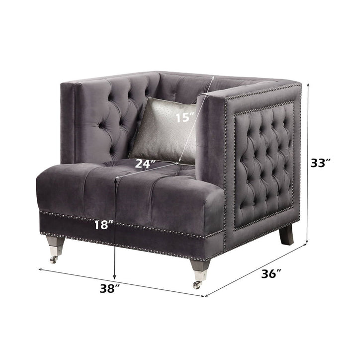 Hegio - Chair With Pillow - Gray Velvet