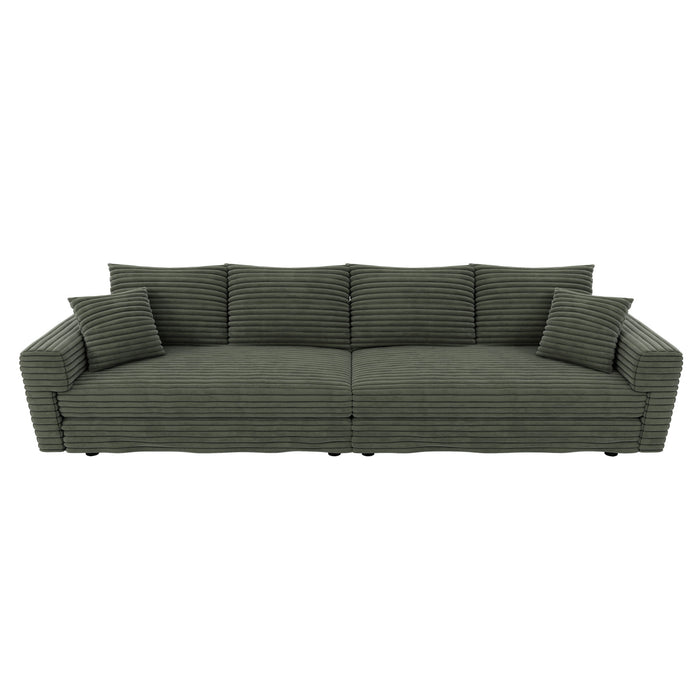 Plush Corduroy 4 Seat Sofa, Modern Comfy Upholstered Sofa Cloud Couch, Deep Seat Couches With Soft Pillows