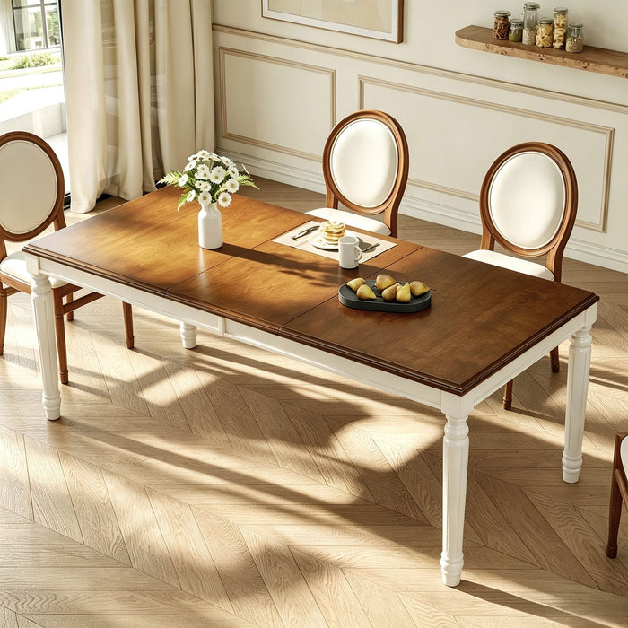 Rectangular Dining Table With Framed Top And Turned Legs - Natural