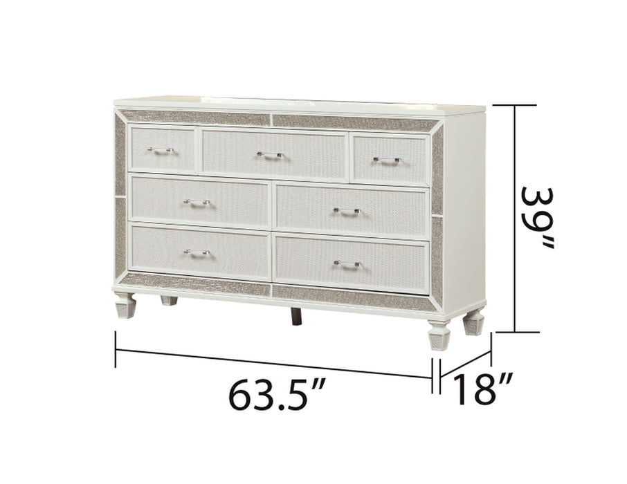 Crystal Queen 4 Pieces Storage Wood Bedroom Set Finished In White