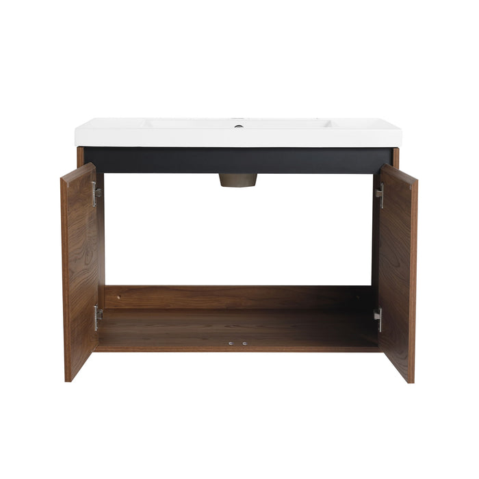 Bathroom Vanity Set With Resin Countertop Sink And 2 Doors, Engineered Wood