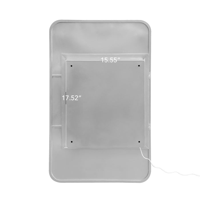 Rectangle Medicine Cabinet Mirror Bathroom Mirror With Storage Wall Mounted Medicine Mirror Cabinet With LED - Sliver