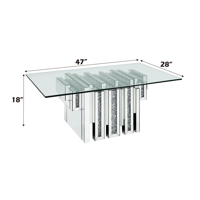 Noralie - 47" X 28" Coffee Table - Mirrored & Faux Diamonds