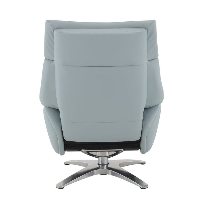 Janella - Motion Accent Chair With Swivel & Ottoman - Babyblue Leather