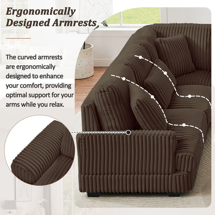 Oversized Sectional Sofa U - Shaped Sofa Couch Modern Sofa Upholstered In Soft Corduroy With A Chaise Lounge For Living Room