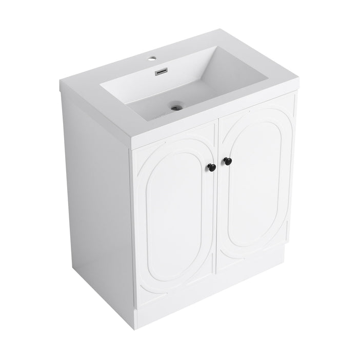 Contemporary Freestanding Bathroom Vanity With Resin Sink & Soft-Close Cabinet Doors