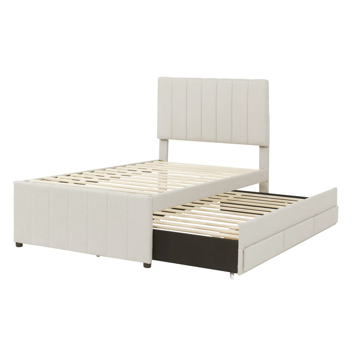 Upholstered Design Platform Bed With Trundle