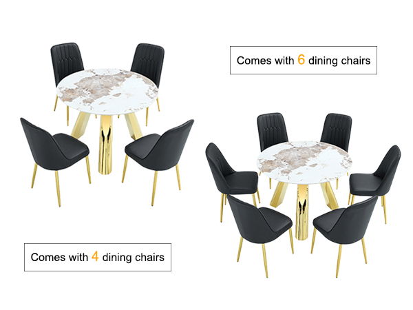 Marble Grained Stone Round Table Three - Legged Round Table With Stainless Steel Plated Legs Natural Healthy And Environmentally Friendly Round Table