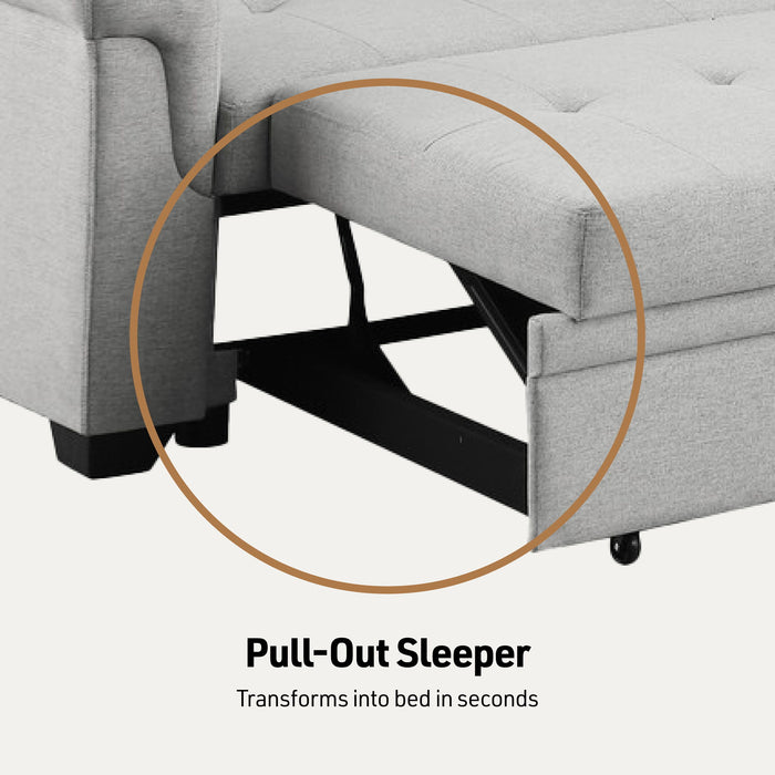 Lucca - Linen Reversible Sleeper Sectional Sofa With Storage Chaise