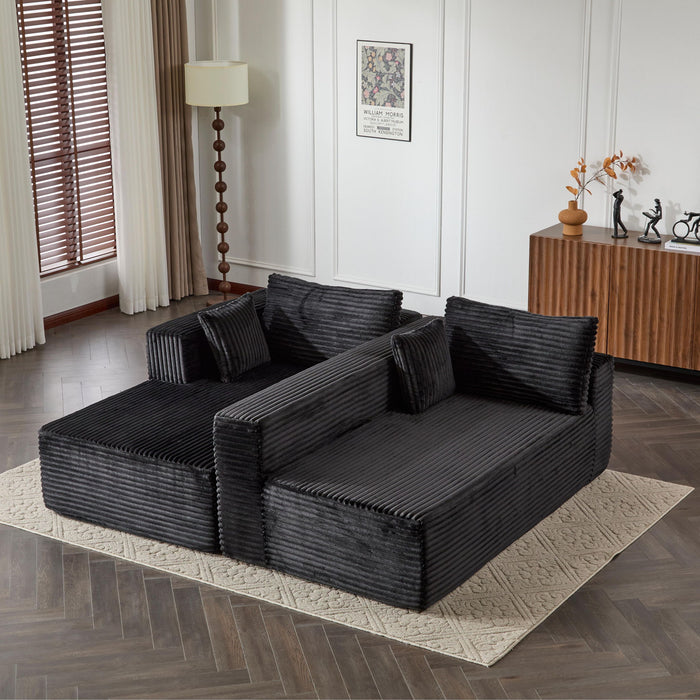 Compression Sectional Couch With Comfy Chaise, Boneless L Shape Sofa With Deep Seat