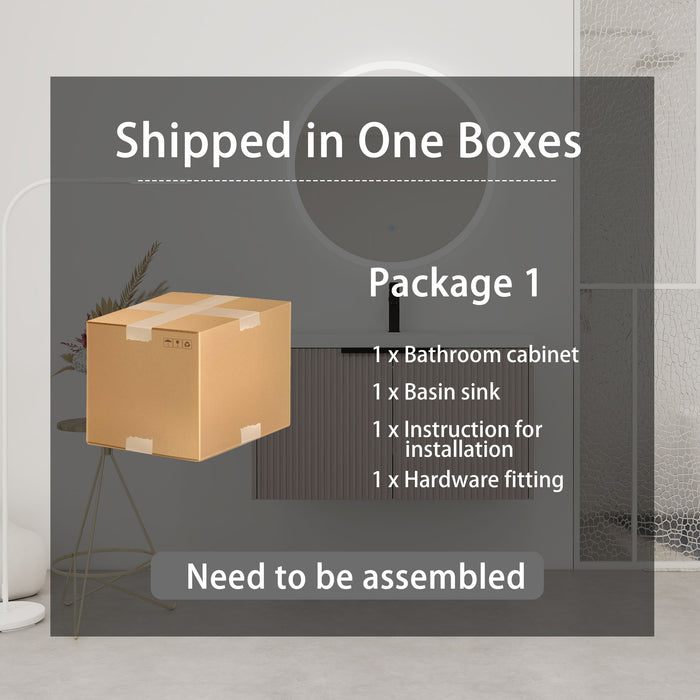 Contemporary Wall Mounted Bathroom Vanity With Resin Double Sink