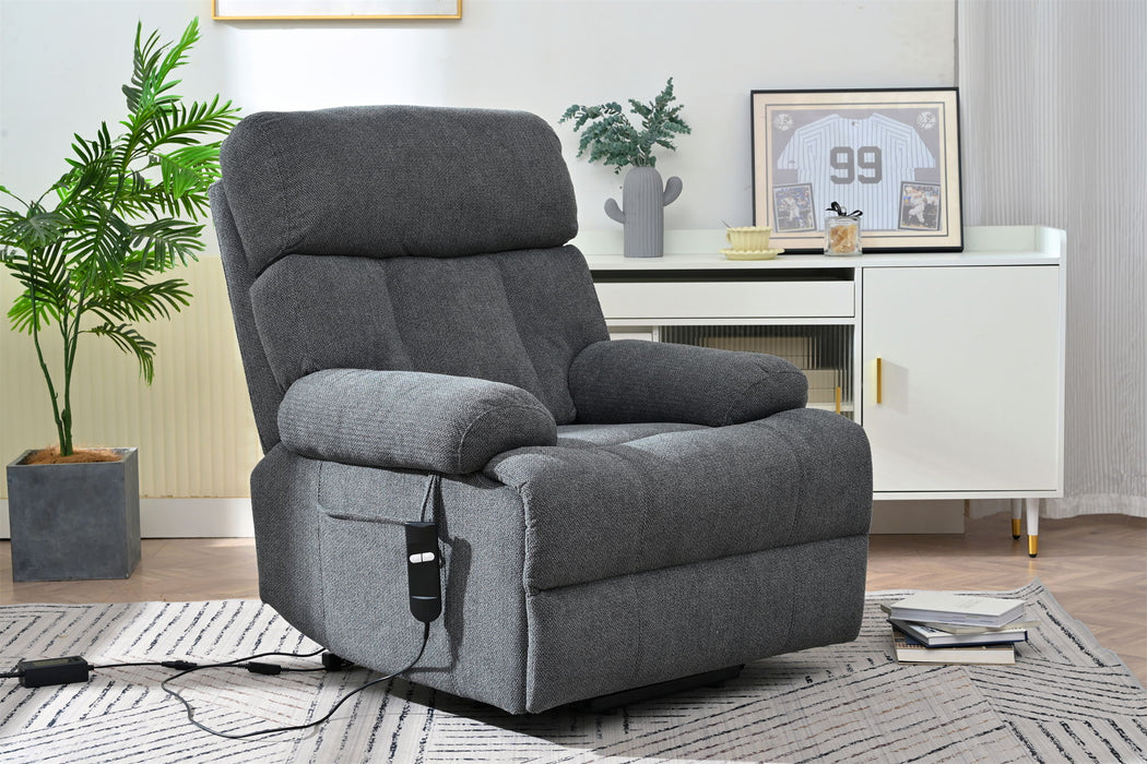 Oversized Power Lift Recliner Chai With Remote Control, Side Pocket, Spacious Seat
