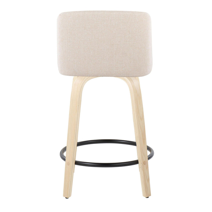 Toriano - Contemporary, Fixed Height Counter Stool With Swivel And Round Footrest (Set of 2)