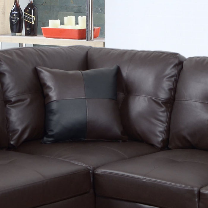 3 Pc Sectional Sofa Set (Brown) Faux Leather Right Facing Chaise With Free Storage Ottoman