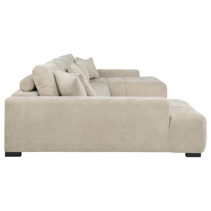 Cannella U-Shaped Double Chaise Upholstered Sectional Sofa Beige