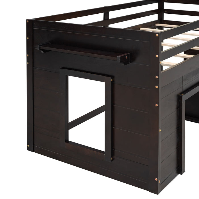 Loft Bed With Cabinet And Shelf